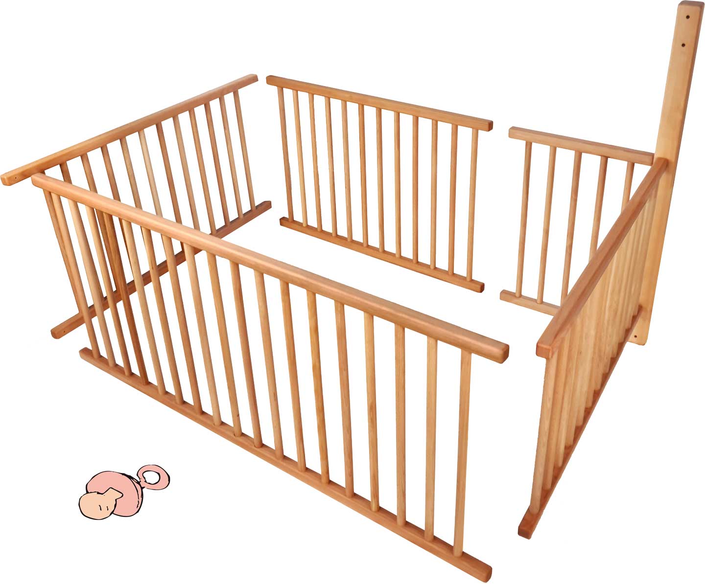 Babygitter-Set für Etagenbett mit Standard-Füßen (196 cm) und Leiterposition A für ¾ der Liegefläche inkl. zusätzlich erforderlichem Balken**